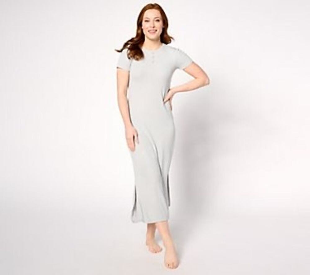 Barefoot Dreams Malibu Collection Henley Dress in Ocean Size Medium NWOT